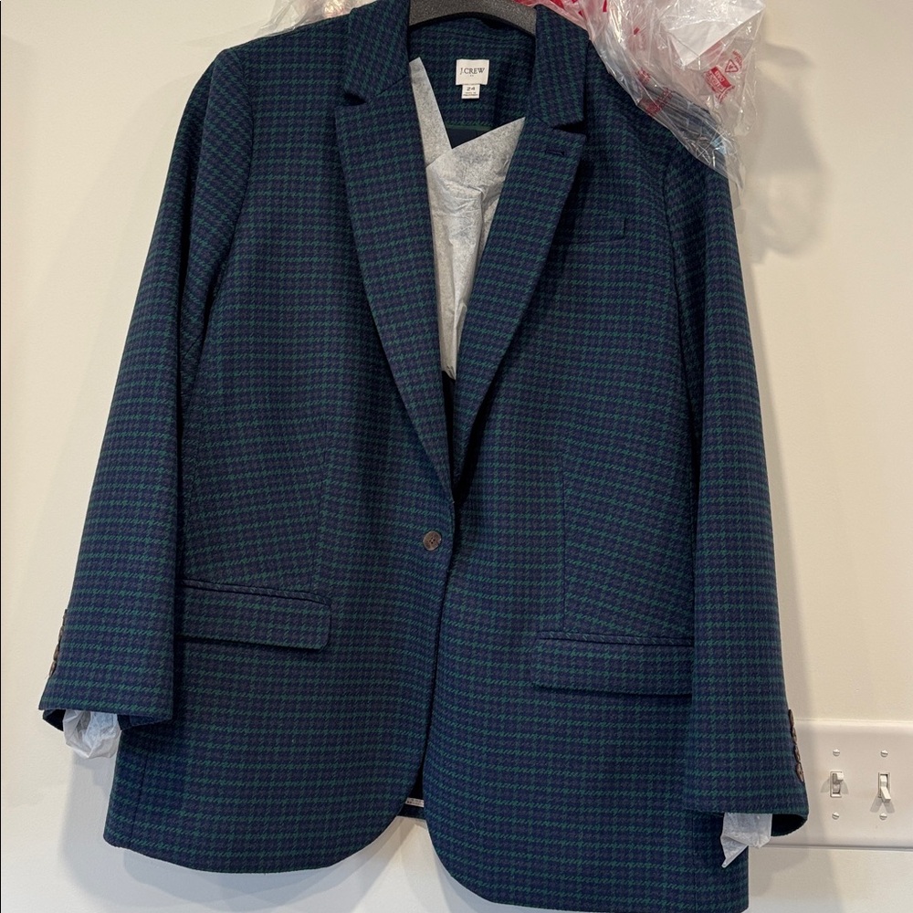J. Crew Blue and Green Checkered Blazer